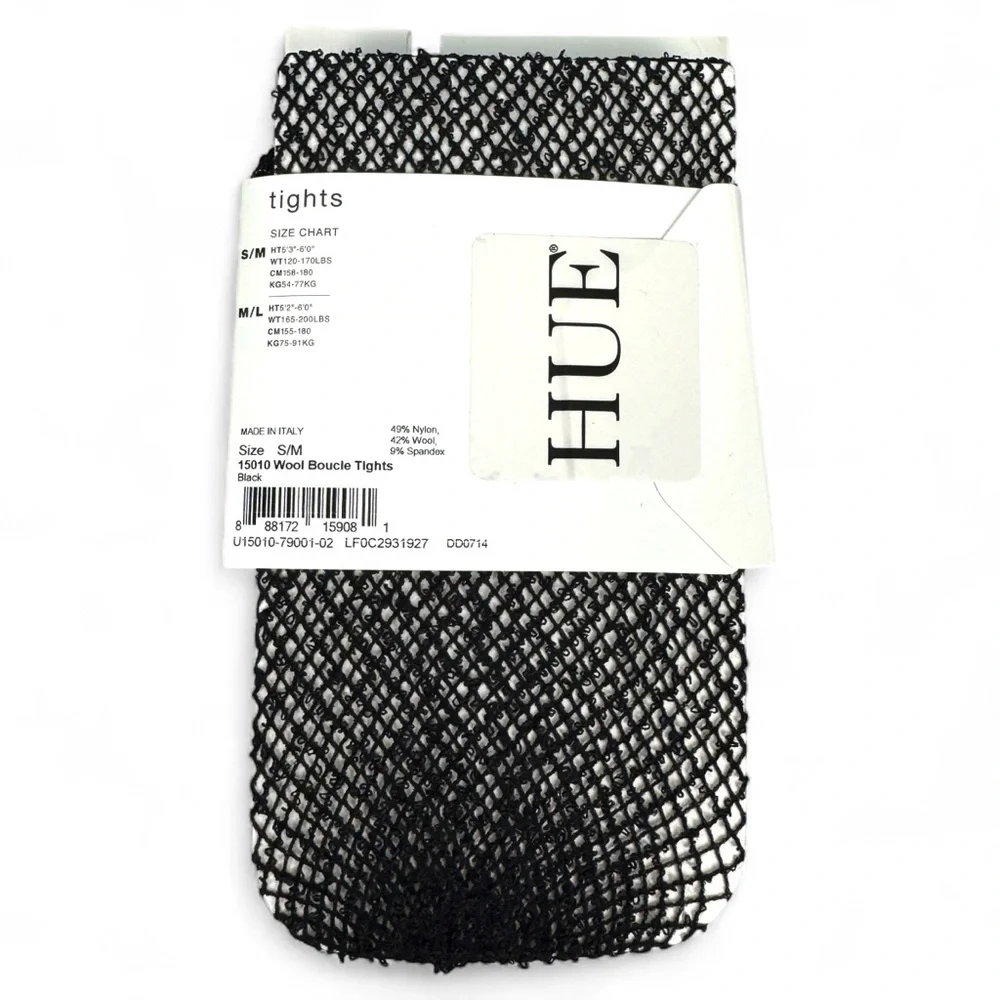 HUE Womens Black Wool Boucle Fishnet‎ Tights Size S/M
